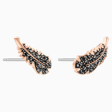 Load image into Gallery viewer, NAUGHTY PIERCED EARRINGS, BLACK, ROSE-GOLD TONE PLATED