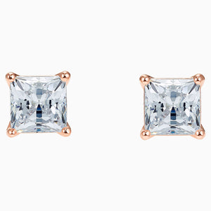 ATTRACT PIERCED EARRINGS, WHITE, ROSE-GOLD TONE PLATED