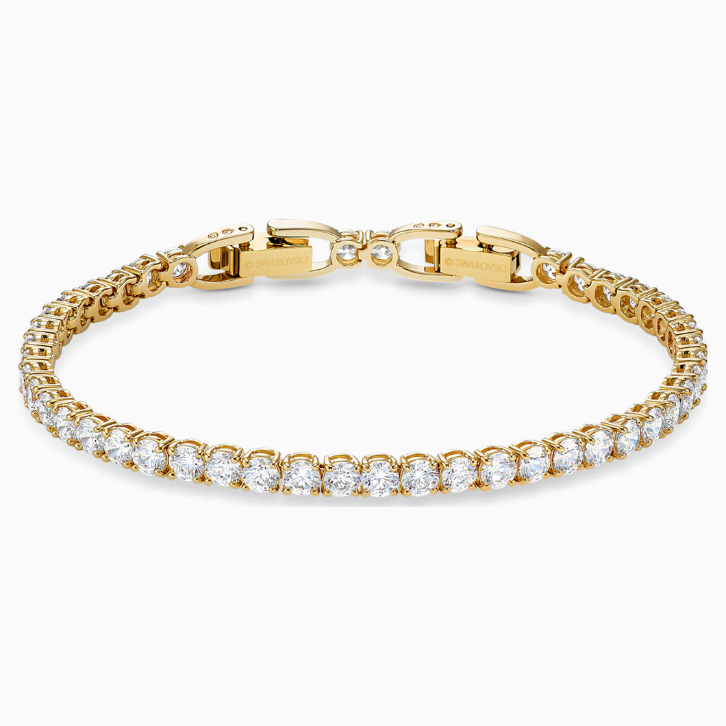 TENNIS DELUXE BRACELET, WHITE, GOLD-TONE PLATED