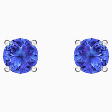 Load image into Gallery viewer, ATTRACT STUD PIERCED EARRINGS, BLUE, RHODIUM PLATED