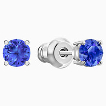 Load image into Gallery viewer, ATTRACT STUD PIERCED EARRINGS, BLUE, RHODIUM PLATED