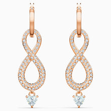 Load image into Gallery viewer, SWAROVSKI INFINITY PIERCED EARRINGS, WHITE, ROSE-GOLD TONE PLATED