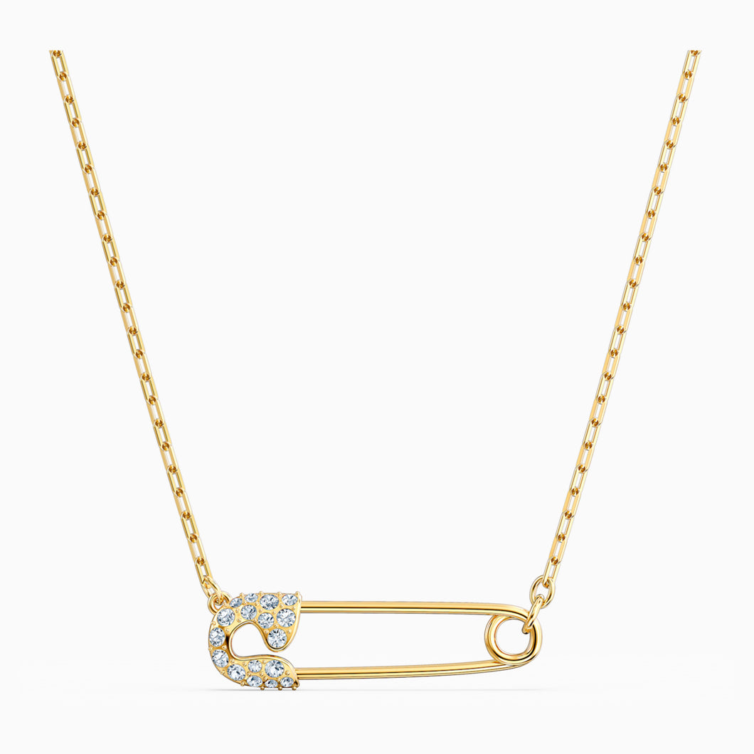 SO COOL PIN NECKLACE, WHITE, GOLD-TONE PLATED