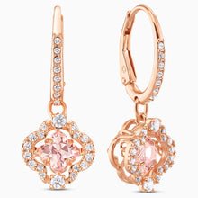 Load image into Gallery viewer, SWAROVSKI SPARKLING DANCE CLOVER PIERCED EARRINGS, PINK, ROSE-GOLD TONE PLATED