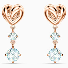 Load image into Gallery viewer, LIFELONG HEART PIERCED EARRINGS, WHITE, ROSE-GOLD TONE PLATED