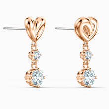 Load image into Gallery viewer, LIFELONG HEART PIERCED EARRINGS, WHITE, ROSE-GOLD TONE PLATED