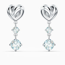 Load image into Gallery viewer, LIFELONG HEART PIERCED EARRINGS, WHITE, RHODIUM PLATED