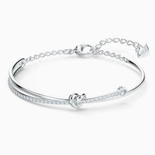 Load image into Gallery viewer, LIFELONG HEART BANGLE, WHITE, RHODIUM PLATED