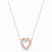 Load image into Gallery viewer, SWAROVSKI INFINITY DOUBLE HEART NECKLACE, WHITE, MIXED METAL FINISH