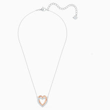 Load image into Gallery viewer, SWAROVSKI INFINITY DOUBLE HEART NECKLACE, WHITE, MIXED METAL FINISH