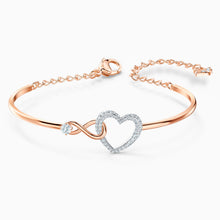 Load image into Gallery viewer, SWAROVSKI INFINITY HEART BANGLE, WHITE, MIXED METAL FINISH