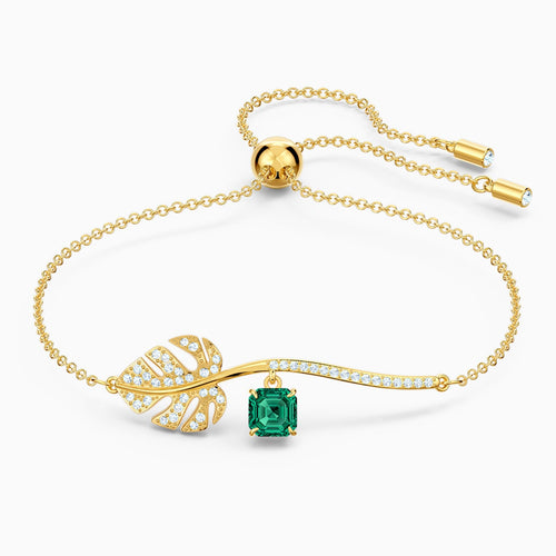 TROPICAL BRACELET, GREEN, GOLD-TONE PLATED