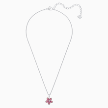 Load image into Gallery viewer, TROPICAL FLOWER PENDANT, PINK, RHODIUM PLATED