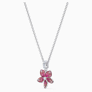 TROPICAL FLOWER PENDANT, PINK, RHODIUM PLATED