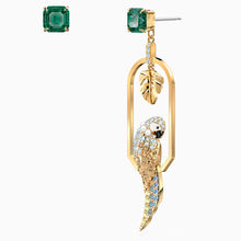 Load image into Gallery viewer, TROPICAL PARROT PIERCED EARRINGS, LIGHT MULTI-COLORED, GOLD-TONE PLATED