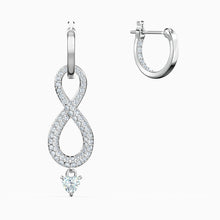 Load image into Gallery viewer, SWAROVSKI INFINITY PIERCED EARRINGS, WHITE, RHODIUM PLATED