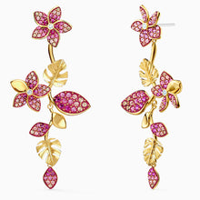 Load image into Gallery viewer, TROPICAL FLOWER PIERCED EARRINGS, PINK, GOLD-TONE PLATED