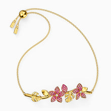 Load image into Gallery viewer, TROPICAL FLOWER BANGLE, PINK, GOLD-TONE PLATED