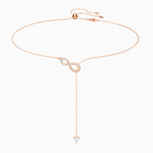 Load image into Gallery viewer, SWAROVSKI INFINITY Y NECKLACE, WHITE, ROSE-GOLD TONE PLATED