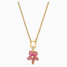 Load image into Gallery viewer, TROPICAL FLOWER PENDANT, PINK, GOLD-TONE PLATED