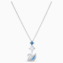 Load image into Gallery viewer, DAZZLING SWAN NECKLACE, BLUE, RHODIUM PLATED