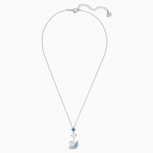 Load image into Gallery viewer, DAZZLING SWAN NECKLACE, BLUE, RHODIUM PLATED