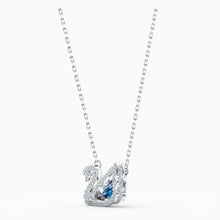 Load image into Gallery viewer, DANCING SWAN NECKLACE, BLUE, RHODIUM PLATED