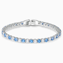 Load image into Gallery viewer, TENNIS DELUXE BRACELET, LIGHT BLUE, RHODIUM PLATED