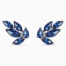 Load image into Gallery viewer, LOUISON STUD PIERCED EARRINGS, BLUE, RHODIUM PLATED