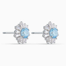 Load image into Gallery viewer, SUNSHINE PIERCED EARRINGS, BLUE, RHODIUM PLATED