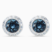 Load image into Gallery viewer, ANGELIC STUD PIERCED EARRINGS, BLUE, RHODIUM PLATED