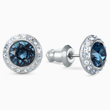 Load image into Gallery viewer, ANGELIC STUD PIERCED EARRINGS, BLUE, RHODIUM PLATED
