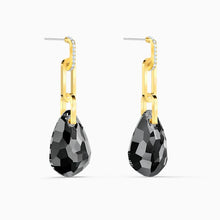 Load image into Gallery viewer, T BAR PIERCED EARRINGS, MEDIUM, GRAY, GOLD-TONE PLATED