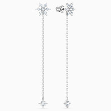 Load image into Gallery viewer, MAGIC CHAIN PIERCED EARRINGS, WHITE, RHODIUM PLATED