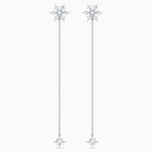 Load image into Gallery viewer, MAGIC CHAIN PIERCED EARRINGS, WHITE, RHODIUM PLATED