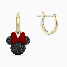 Load image into Gallery viewer, MINNIE HOOP PIERCED EARRINGS, BLACK, GOLD-TONE PLATED