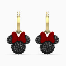 Load image into Gallery viewer, MINNIE HOOP PIERCED EARRINGS, BLACK, GOLD-TONE PLATED
