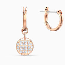 Load image into Gallery viewer, GINGER MINI HOOP PIERCED EARRINGS, WHITE, ROSE-GOLD TONE PLATED
