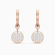 Load image into Gallery viewer, GINGER MINI HOOP PIERCED EARRINGS, WHITE, ROSE-GOLD TONE PLATED