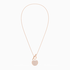 GINGER T BAR NECKLACE, WHITE, ROSE-GOLD TONE PLATED