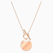 Load image into Gallery viewer, GINGER T BAR NECKLACE, WHITE, ROSE-GOLD TONE PLATED