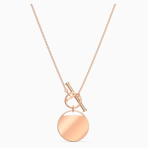 GINGER T BAR NECKLACE, WHITE, ROSE-GOLD TONE PLATED