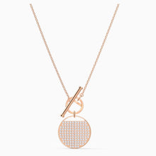 Load image into Gallery viewer, GINGER T BAR NECKLACE, WHITE, ROSE-GOLD TONE PLATED