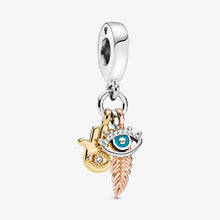 Load image into Gallery viewer, Hamsa, All-seeing Eye &amp; Feather Spirituality Dangle Charm
