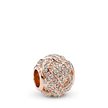 Load image into Gallery viewer, PANDORA Sparkling Love Knot Charm, PANDORA Rose &amp; Clear CZ