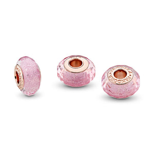 Pandora Pink Shimmering Murano Glass Charm, PANDORA Rose