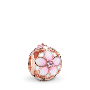 Pandora Magnolia Bloom Charm, PANDORA Rose, Blush Pink Crystal and Mixed Enamel