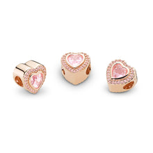 Load image into Gallery viewer, Pandora Sparkling Love Charm, PANDORA Rose &amp; Pink Crystal