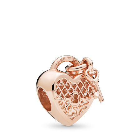 Pandora Love You Lock Charm, PANDORA Rose