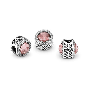Pandora Radiant Hearts Charm, Blush Pink Crystal & Clear CZ